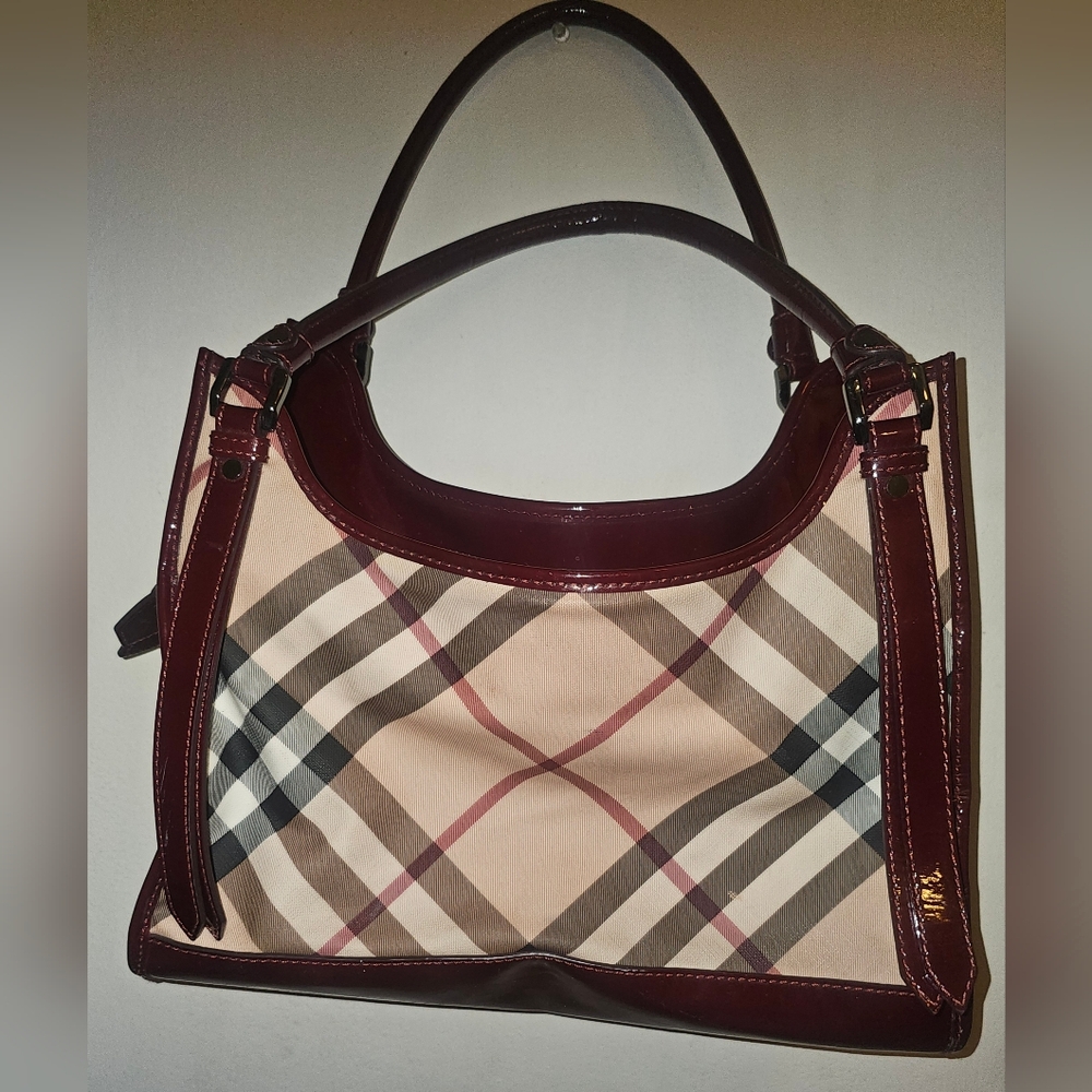Burberry Patent Trim Supernova Check Ashmore Tote View 6